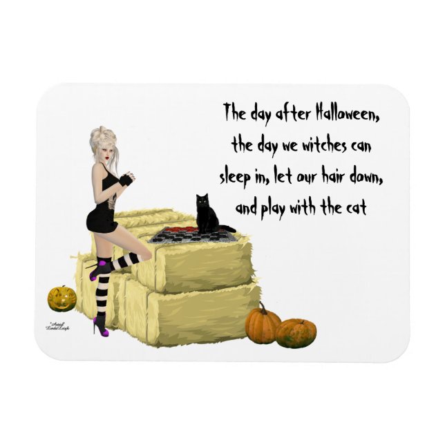Blonde Witch Pin Up Girl Flexible Magnet (Horisontell)