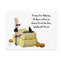 Blonde Witch Pin Up Girl Halloween-vykort
