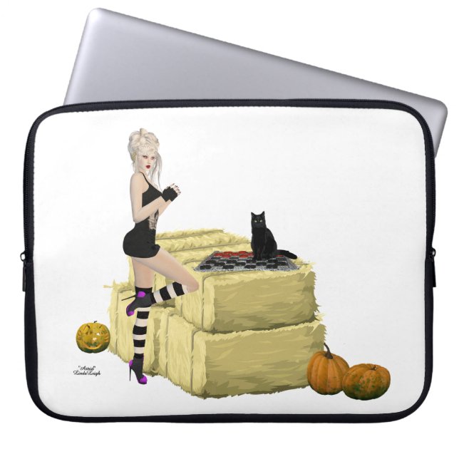 Blonde Witch Pin Up Girl Laptop sleeve (Framsidan)