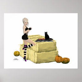 Blonde Witch Pin Up Girl Poster
