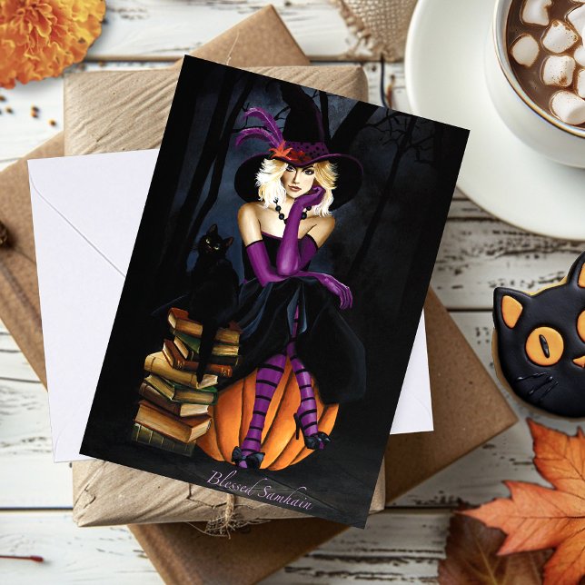 Blonde Witch Pumpkin Lila Kort (Skapare uppladdad)