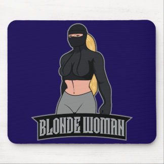 Blonde Woman Mousepad Blue Musmatta
