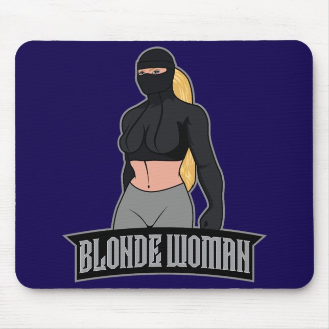 Blonde Woman Mousepad Blue Musmatta (Framsidan)