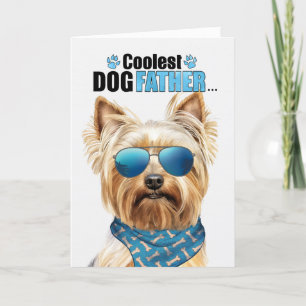 Blonde Yorkie Hund Coolest Pappa Fars dag Helgkort