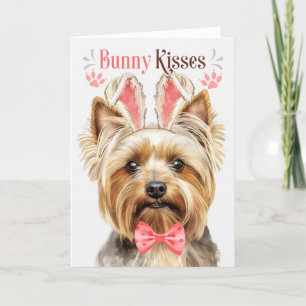 Blonde Yorkshire Terrier Hund Bunny Öron för Påsk Helgkort