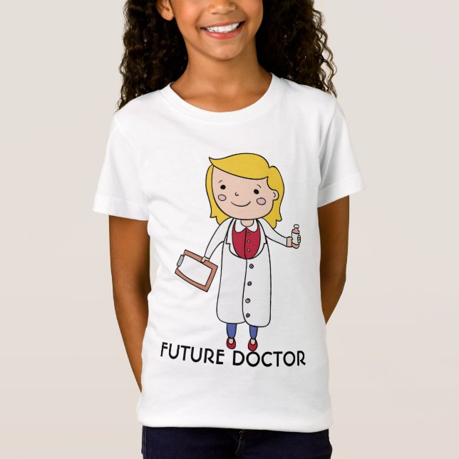Blondhårig framtida doktorsflicka t shirt (Framsida)