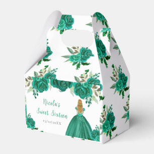 Blondhårig prinsessa grön blomsterlika Sweet Sixte Presentaskar