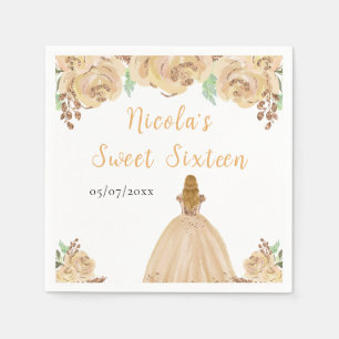 Blondhårig prinsessa Peach Blommig Sweet Sixteen  Pappersservett