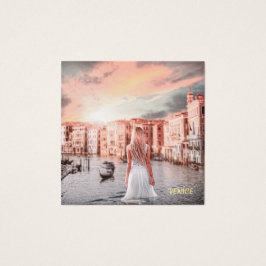 Blondie i Romantic Venedig Fyrkantigt Visitkort