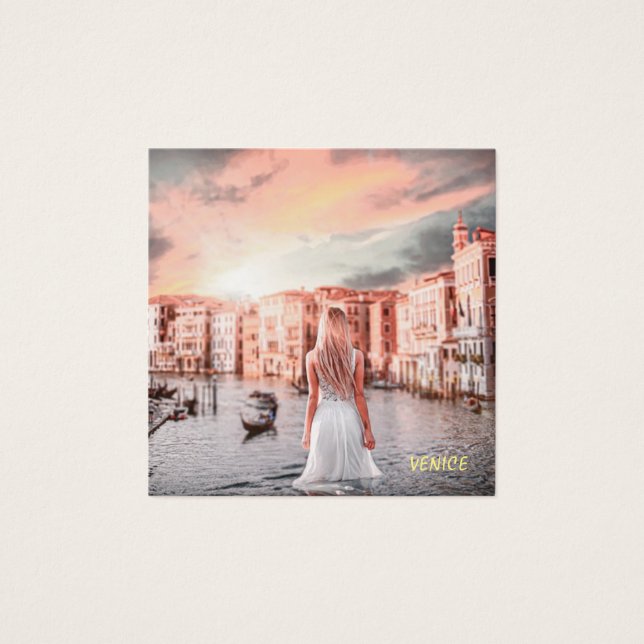 Blondie i Romantic Venedig Fyrkantigt Visitkort (Framsida)