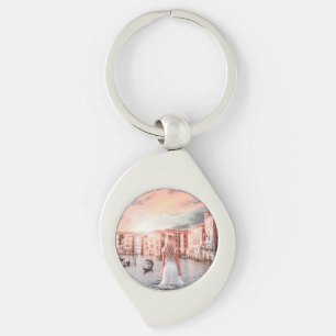 Blondie i Romantic Venedig Swirl Silverfärgad Nyckelring