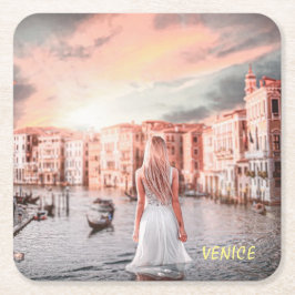 Blondie i Romantic Venedig Underlägg Papper Kvadrat