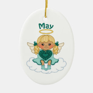 Blondin för majBirthstone ängel Julgransprydnad Keramik