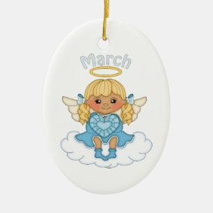 Blondin för marsBirthstone ängel Julgransprydnad Keramik