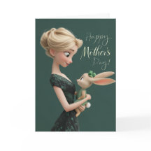 Blondin i grönt med Baby Bun Bun på mors dag