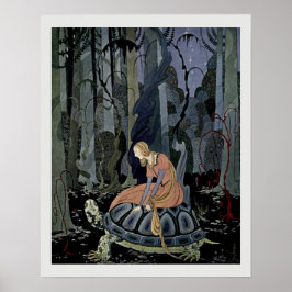 Blondin och Tortoise Fairytale Illustration Poster