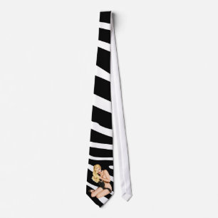 Blondin på zebra tryckTie Slips
