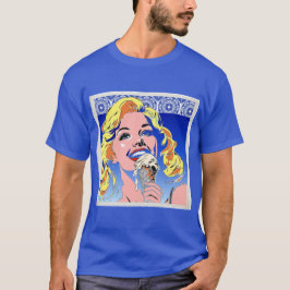 Blondin som äter glass i färgglad 60-tals Pop Art- T Shirt