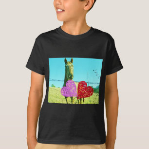 Blonhäst och Rosa- och rödhjärter Tee Shirt