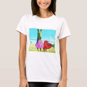 Blonhäst och Rosa- och rödhjärter Tee Shirt