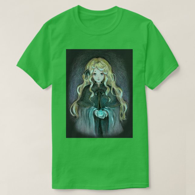 Blonhäxa med glödande kristaller t shirt (Design framsida)