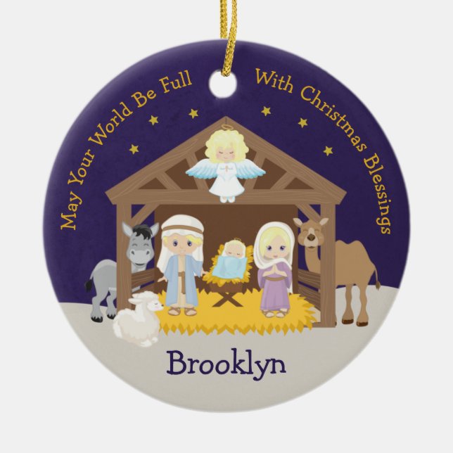 Bloningskapets scen julgransprydnad keramik (Framsidan)