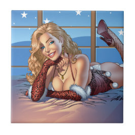 Blont hår, blått synade skönhetillustrationen - Al Kakelplatta