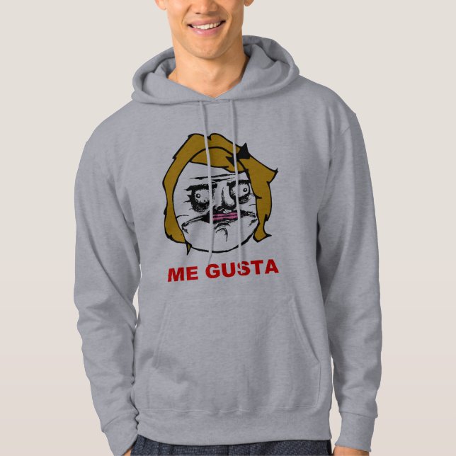 Blont kvinnligt mig Gusta komiskt ursinneansikte Hoodie (Framsida)