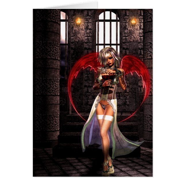 Blood Angel Vampire Goth Hälsningskort (Framsidan)