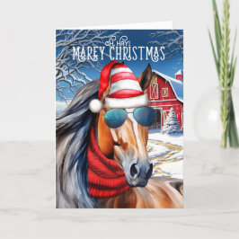 Blood Bay Horse Funny MAREy jul Helgkort