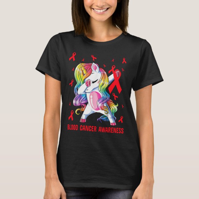 Blood Cancer Awareness Unicorn dabbing T Shirt (Framsida)