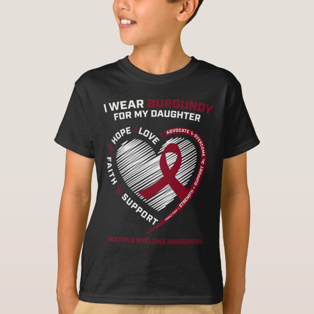 Blood Cancer Burgundy Dotter Många Myeloma Aw T Shirt (Framsida)