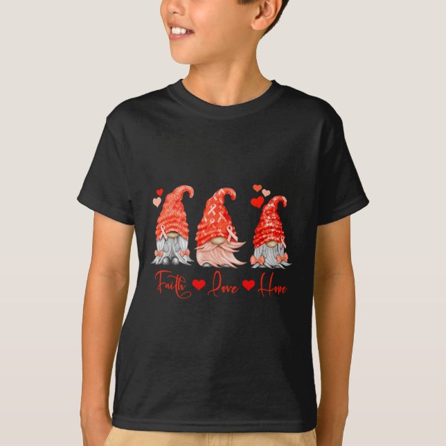 Blood Cancer Faith Hope Kärlek Red Gnomes Heart Wa T Shirt (Framsida)