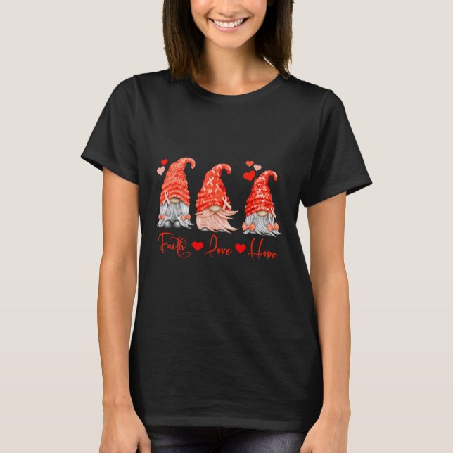Blood Cancer Faith Hope Kärlek Red Gnomes Heart Wa T Shirt (Framsida)