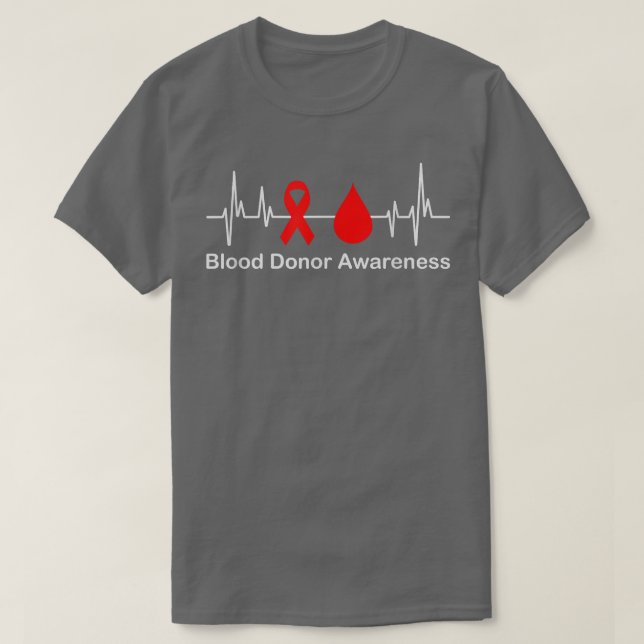 Blood Donor Awareness Heartbeat, Red Ribbon, Donat T Shirt (Design framsida)