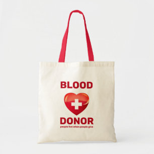 Blood Donor - Heart w Cross (People live when...) Tygkasse