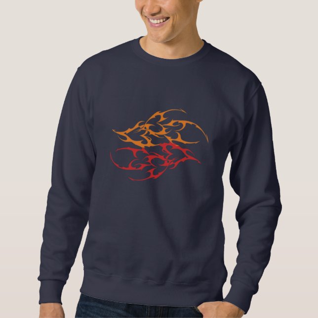 Blood Flame  design  Lång Ärmad Tröja (Framsida)