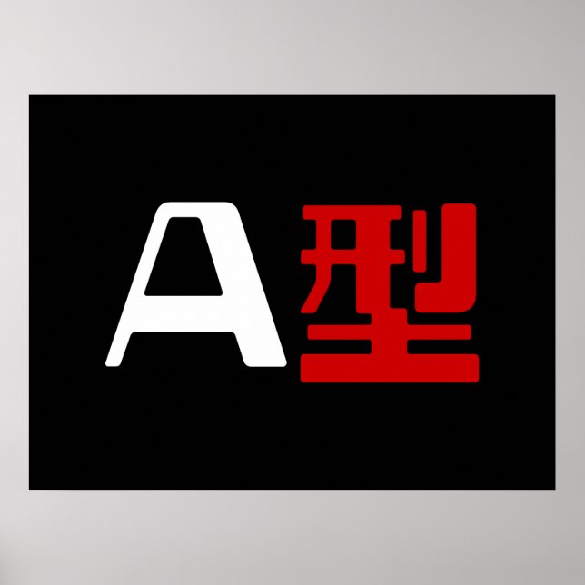 Blood Group A Japanska Kanji Poster (Framsidan)