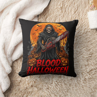 Blood Halloween Grim Reaper Chainsaw Pumpkin Hoodi Kudde