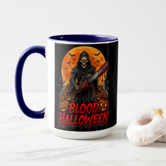 Blood Halloween Grim Reaper Chainsaw Pumpkin Hoodi Mugg