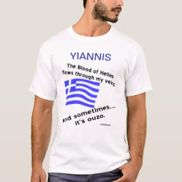 Blood Hellas Flows Veins Någon gång Ouzo Personali T Shirt