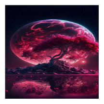 Blood Måne är stigning. Lila rosa måne fantasi