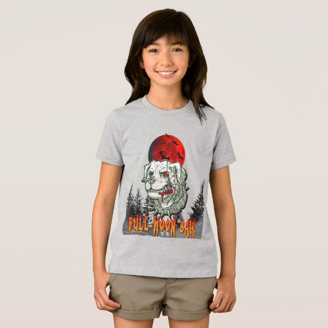 Blood Måne Bark - Zombie Hund Halloween Shirt T Shirt (Framsida Full)