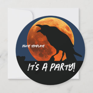 Blood Måne Halloween Raven Inbjudningar