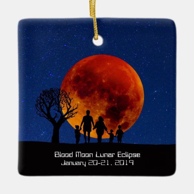 Blood Måne Lunar Eclipse 2019 Julgransprydnad Keramik (Framsida)