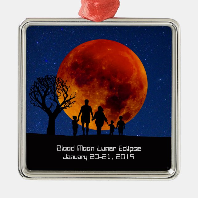 Blood Måne Lunar Eclipse 2019 Julgransprydnad Metall (Framsidan)