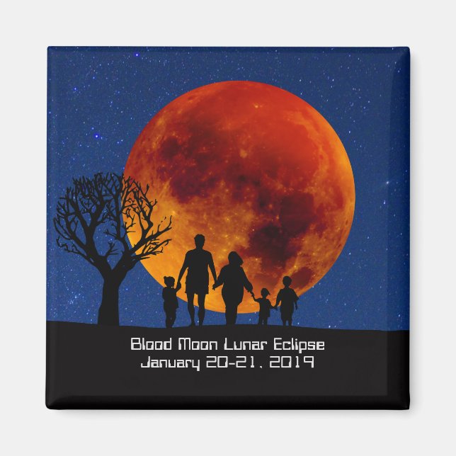 Blood Måne Lunar Eclipse 2019 Magnet (Framsidan)