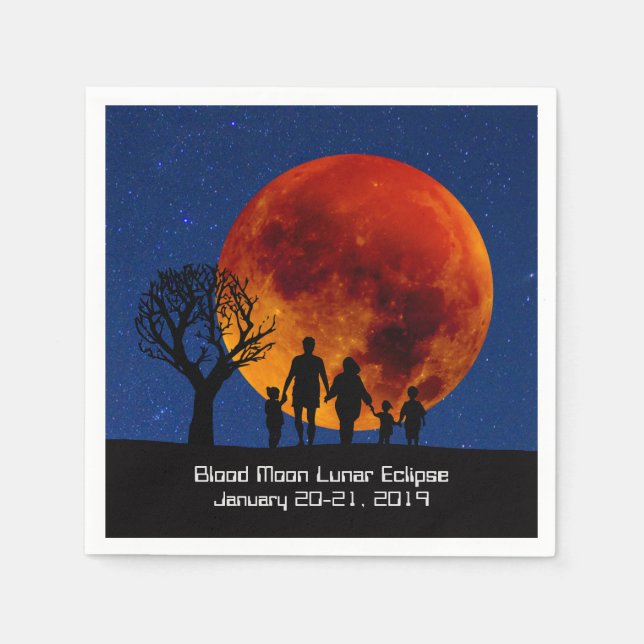 Blood Måne Lunar Eclipse 2019 Pappersservett (Framsidan)
