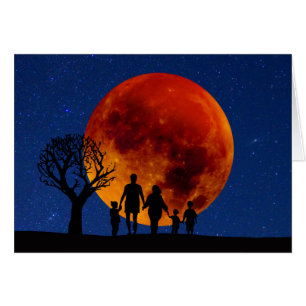 Blood Måne Lunar Eclipse Family Hälsningskort
