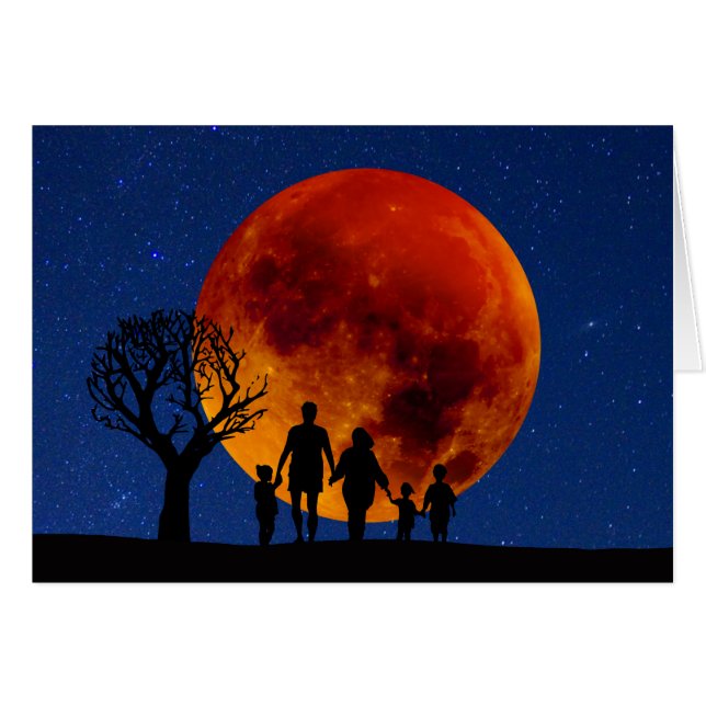 Blood Måne Lunar Eclipse Family Hälsningskort (Framsidan Horizontal)